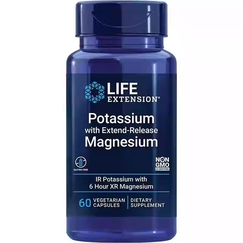 Life Extension Potassium Magnesium Sustained Release Cardiovascular Bone Health 60ct.