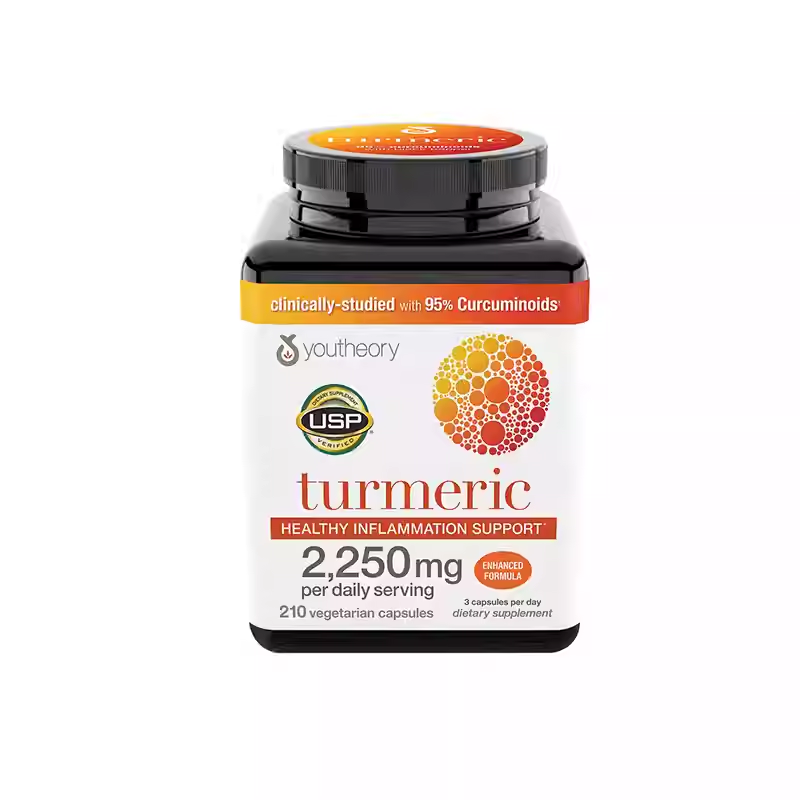 Youtheory Turmeric high concentration curcumin capsules 2250mg Liver health 210 pills