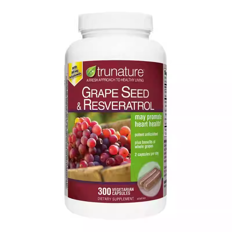Trunature Trans-Resveratrol Grape Seed Extract Capsules 300 Count Antioxidant Heart Health