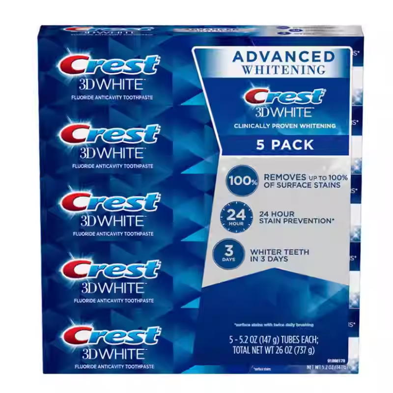 CREST 3D White Brilliance Toothpaste 5-pack for family use