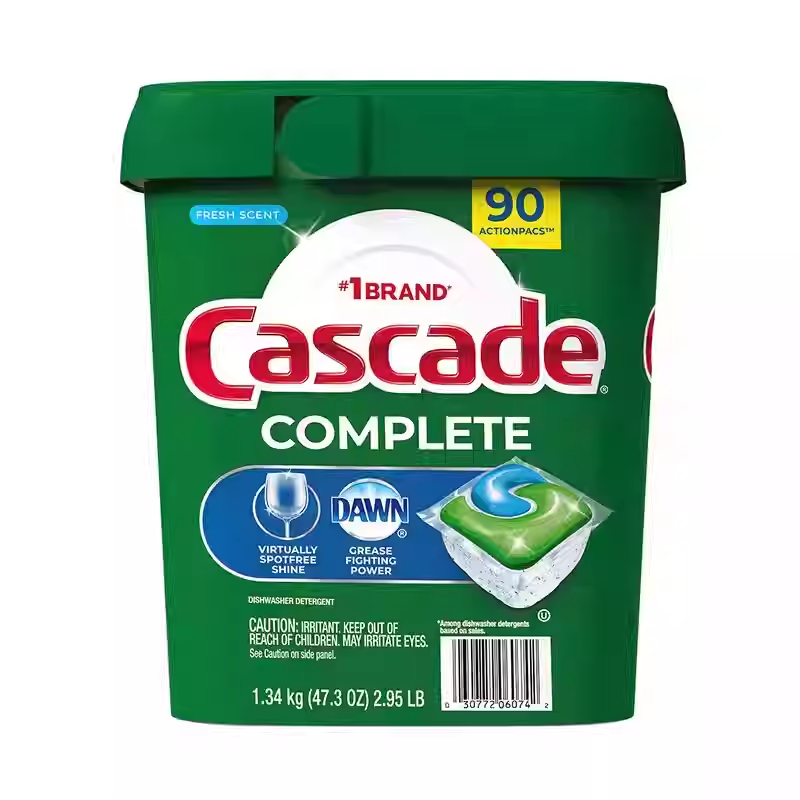 CASCADE 12X High*Efficient Concentrated Dishwasher Detergent for Greasy Dishes 1.41kg 93achets