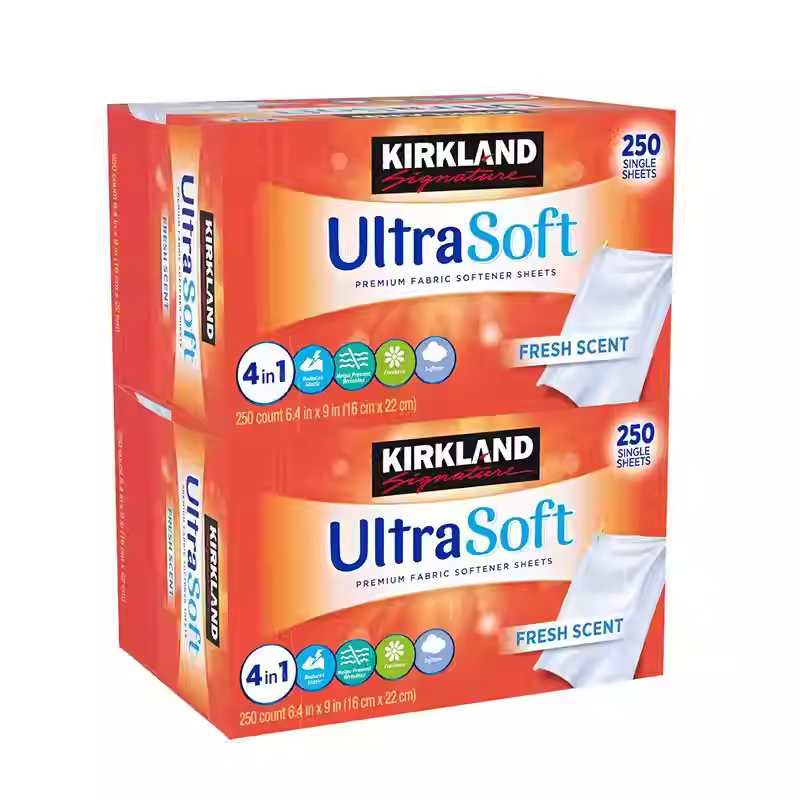 Kirkland fabric softener dryer sheets 250 pieces 2 boxes soft fragrance