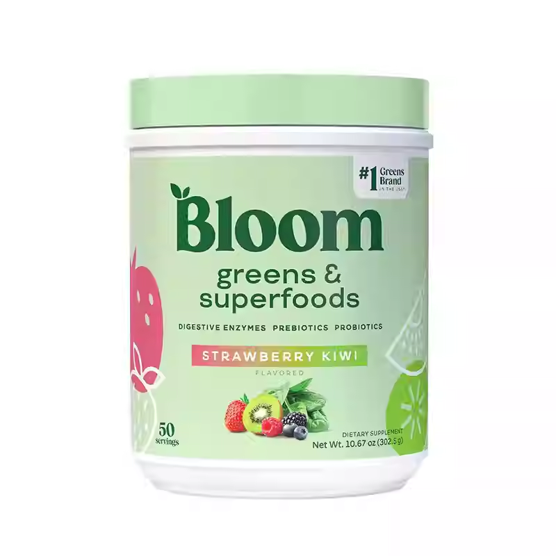 Bloom Superfoods Fruit and Vegetable Powder Probiotic Fiber Strawberry Kiwi Flavor 302.5