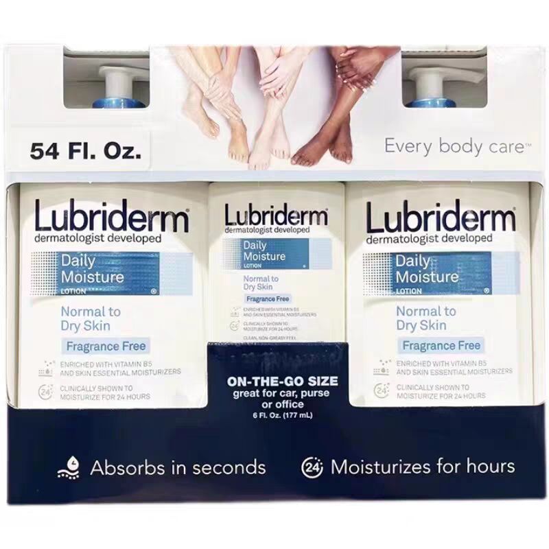 Lubriderm Body Lotion for Men and Women Moisturizing and Refreshing Family Set 709*2+177ml