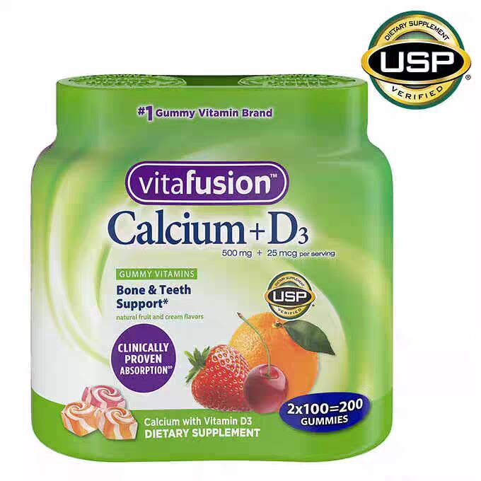 Vitafusion Adult Calcium   VD Gummy 100 Count*2 Bottle