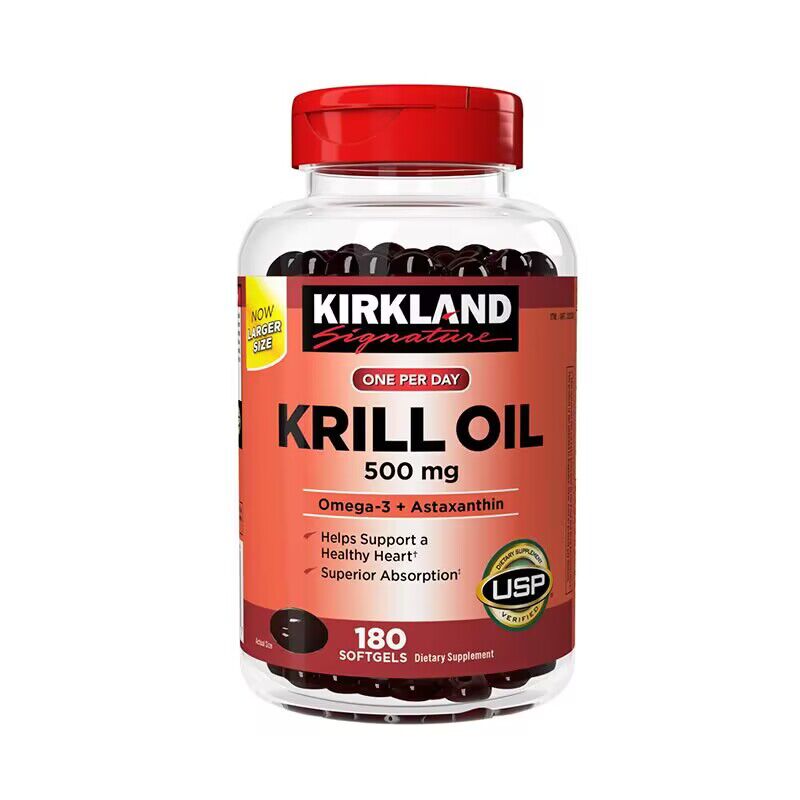 Kirkland krill oil Omega3 astaxanthin 500mg 180 capsules