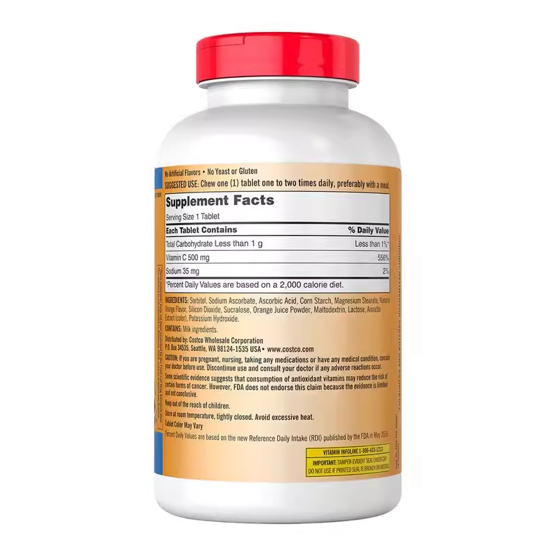 Kirkland Vitamin C Orange Rosehip 500mg 500 Tablets