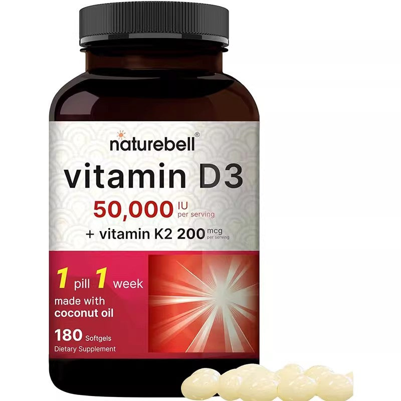 NatureBell High-content Vitamin D3 50000IU   K2 200mcg Soft Capsules 180 P