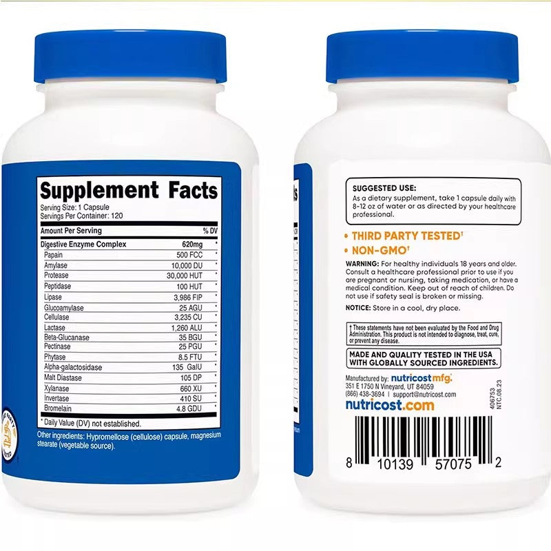 Nutricost Digestive Enzymes Full Spectrum Digestive Enzymes Gut Health 120 Capsules