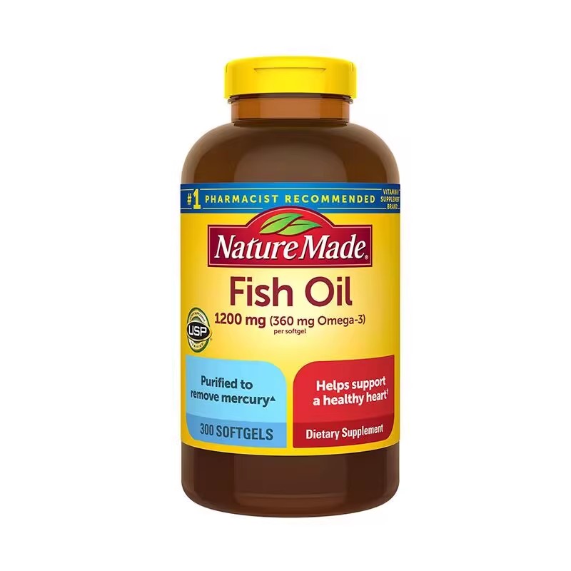 Nature made Deep Sea Fish Oil Cardiovascular Health Protection Vision Brain 1200mg 300 Pills
