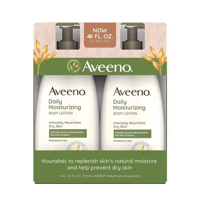 AVEENO Natural Oat 24 Hour Moisturizing Body Lotion Care Set 2 Bottles