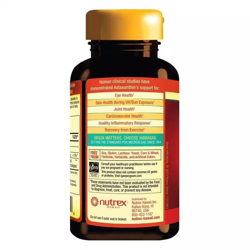 BioAstin Hawaiian Astaxanthin Haematococcus Pluvialis Capsules 12mg 120 Capsules