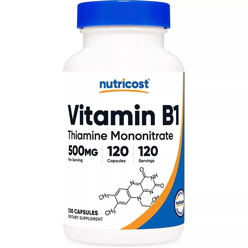 Nutricost Vitamin B1 Thiamin Capsules 500mg 120 Pills Nervous System Health