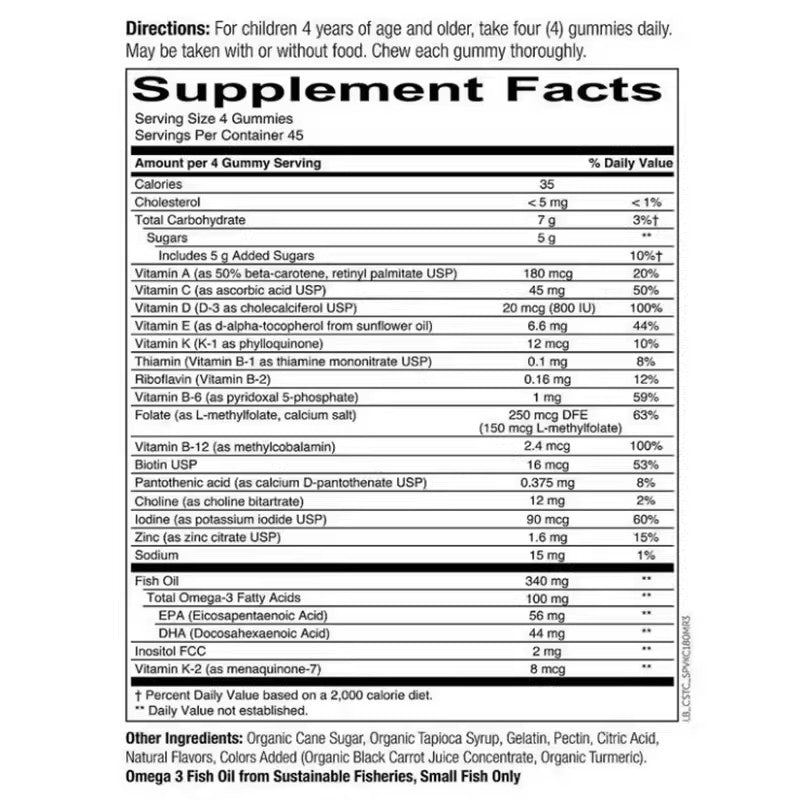 SmartyPants Children's Multivitamin Gummies with Omega 3 DHA 180 Count