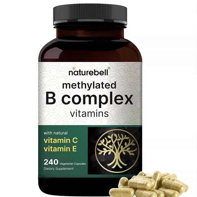 NatureBell Methylated B-Complex Vitamin Capsules 240 capsules with Vit C, Vit E, Folic Acid
