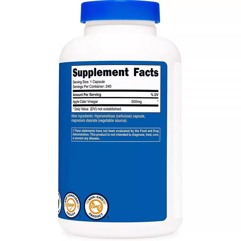 Nutricost Apple Cider Vinegar Apple Vinegar Capsules 240 Capsules Digestive System Health