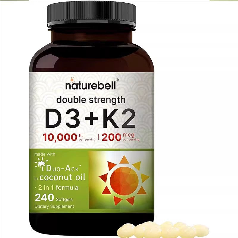 NatureBell Vitamin D3 10000IU   K2 200mcg Coconut Oil Capsules 240 P