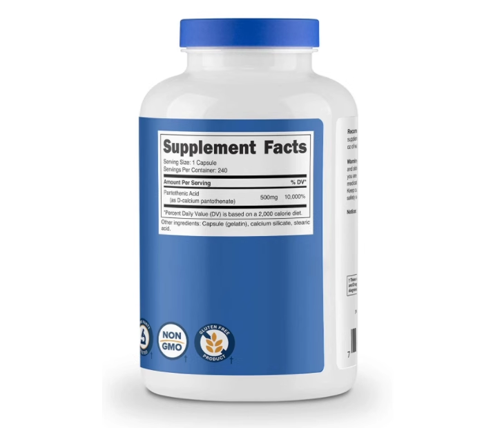 Nutricost Pantothenic Acid Vitamin B5 Capsules 500mg 240 Pills