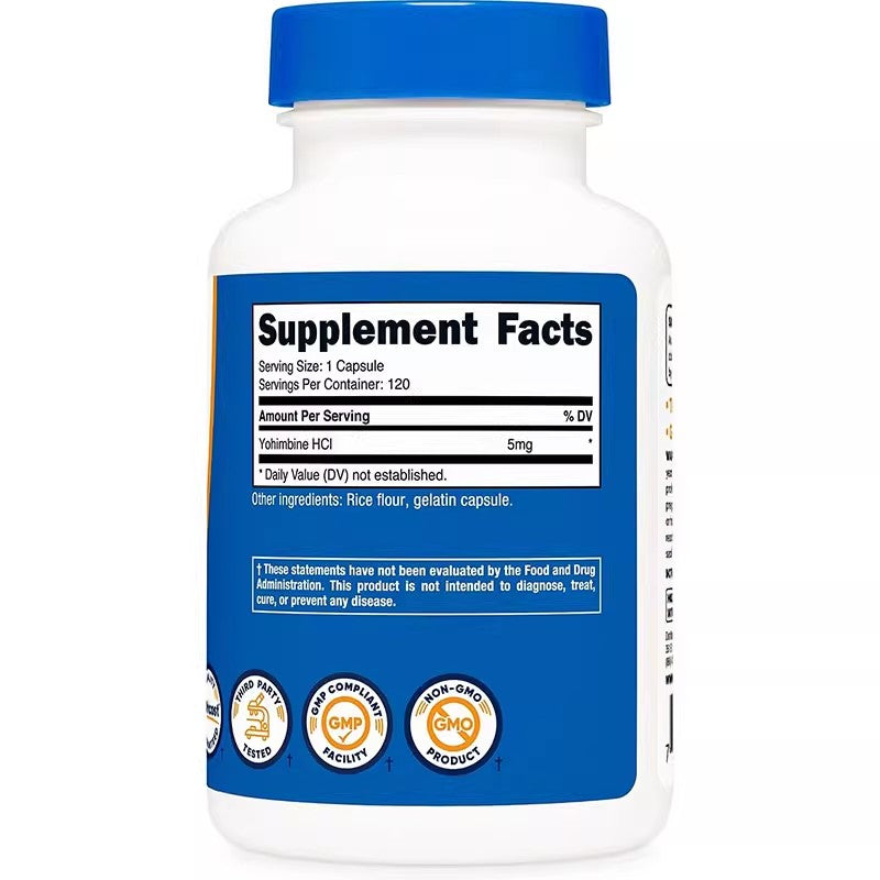 Nutricost YohimbineHCl Yohimbine HCl 5mg Capsules 120 Energy Metabolism
