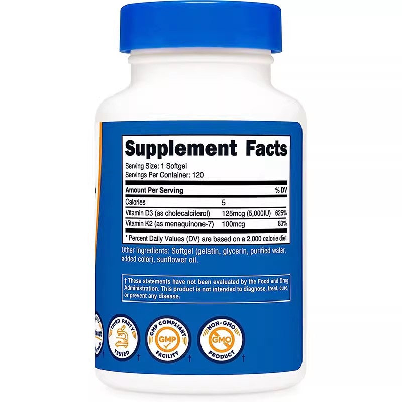 Nutricost Vitamin K2 100mcg Vitamin D3 5000IU Capsules 120ct