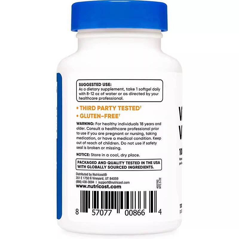 Nutricost Vitamin K2 100mcg Vitamin D3 5000IU Capsules 120ct