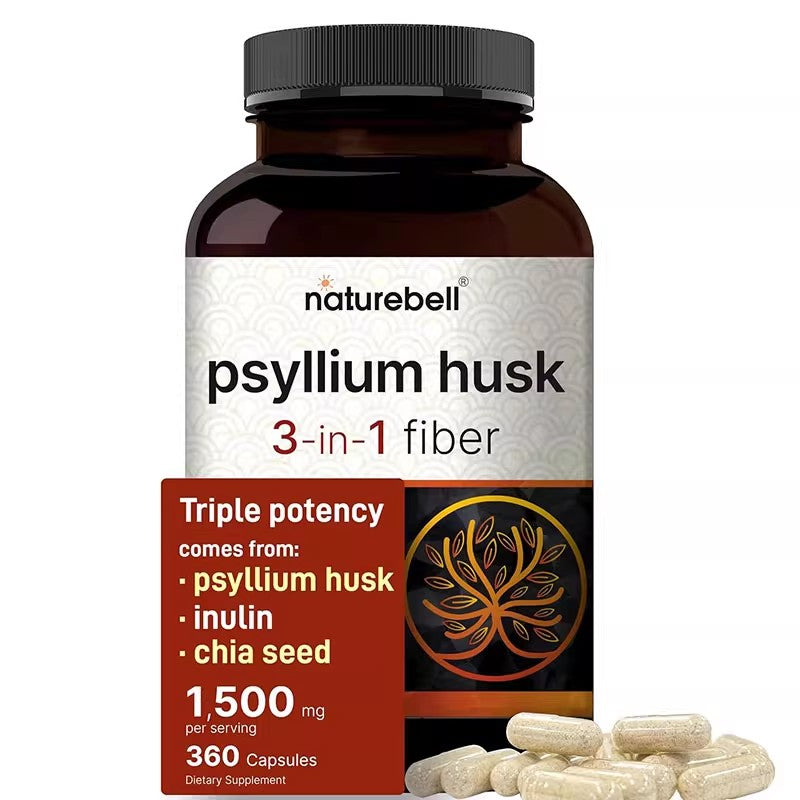 NatureBell Psyllium husk capsules 3 in 1 horse chestnut fiber 360 capsules