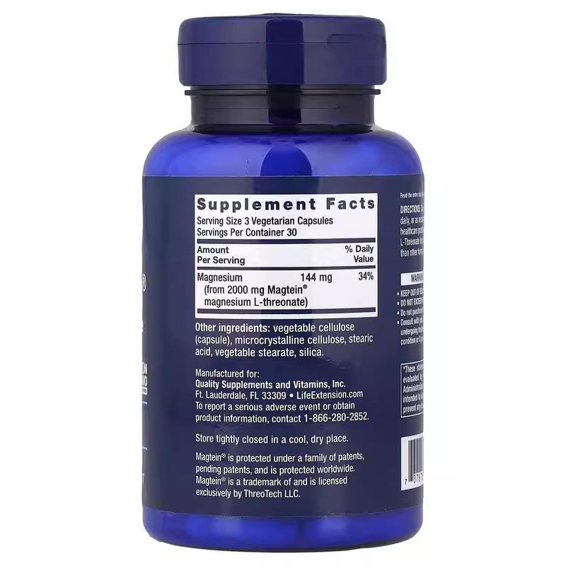 Life Extension Neuro-Mag Succinate Magnesium 90 capsules Memory brain nutrition