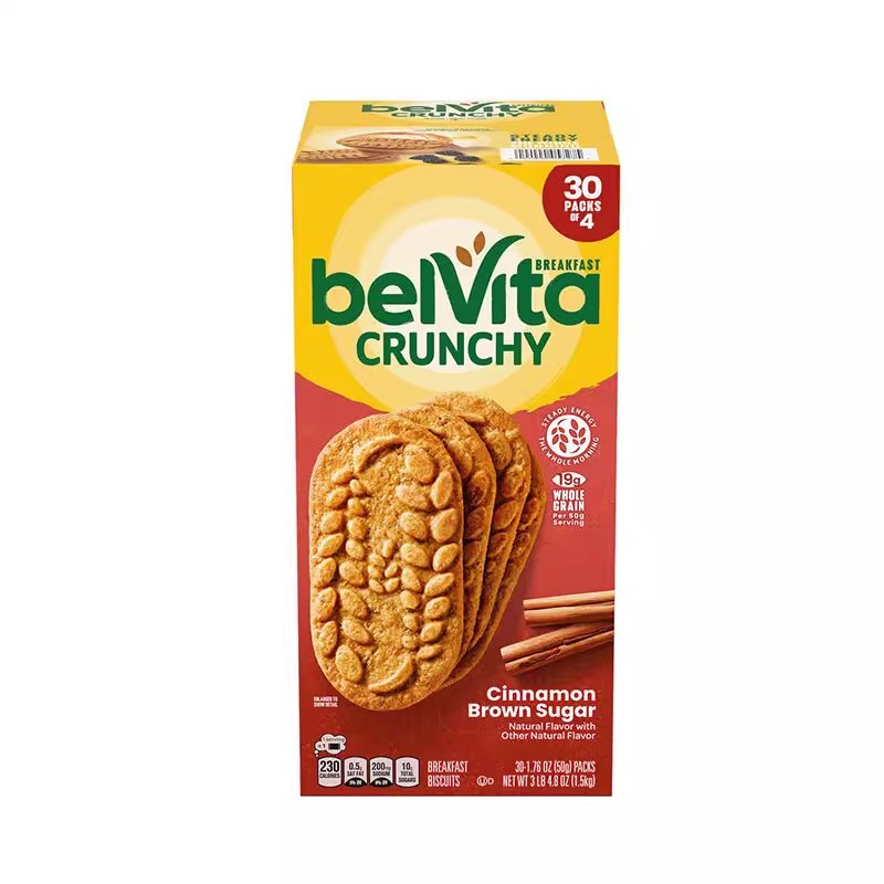 Belvita whole grain biscuits, leisure snacks, 1.5kg, cinnamon brown sugar flavor, blueberry flavor.