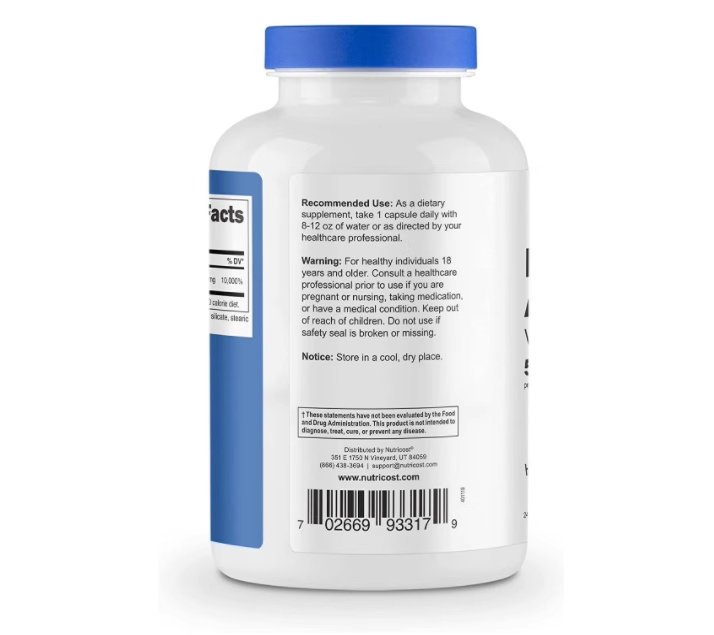 Nutricost Pantothenic Acid Vitamin B5 Capsules 500mg 240 Pills