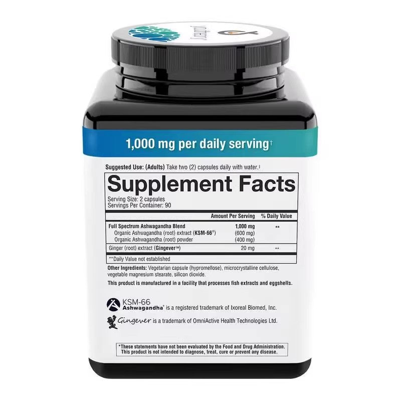 Youtheory Ashwagandha Indian Ginseng Extract Capsules Supplement Nutrition 180 Pills