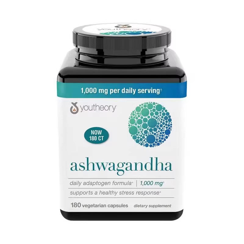 Youtheory Ashwagandha Indian Ginseng Extract Capsules Supplement Nutrition 180 Pills