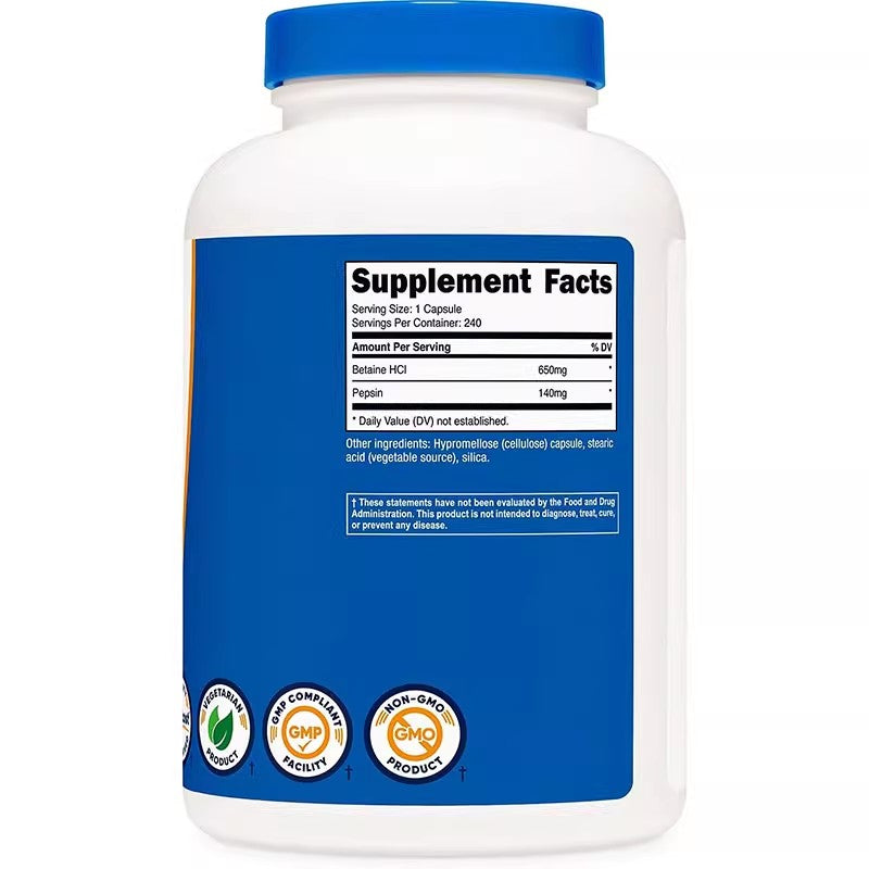 Nutricost Betaine HCl Pepsin; Salt Acid Beet   Pepsin Capsules 240 P