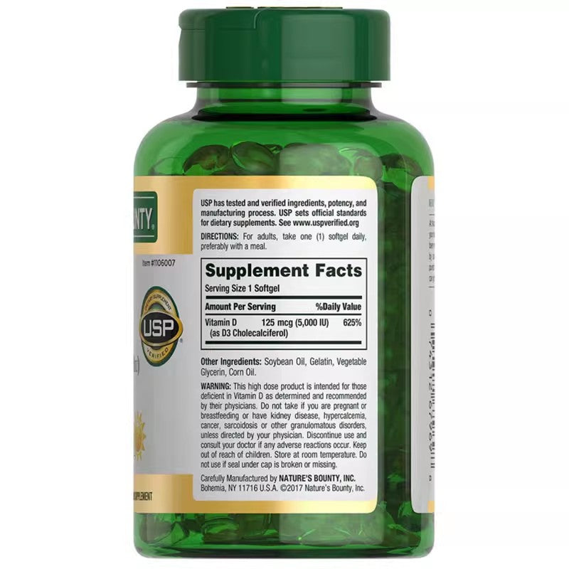 Nature’s Bounty Vitamin D3-5000IU 400 Count for Bone Health